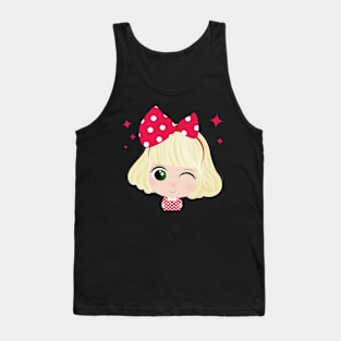 Cute Little Girl With Red Bow Tank Top